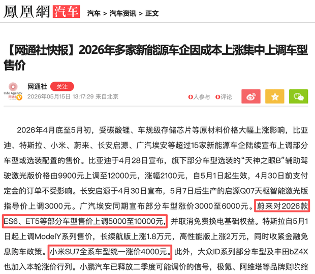 电车涨价潮来袭 现在买车划算吗?